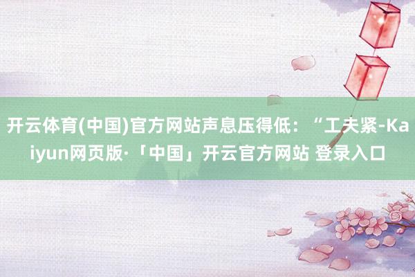 开云体育(中国)官方网站声息压得低：“工夫紧-Kaiyun网页版·「中国」开云官方网站 登录入口