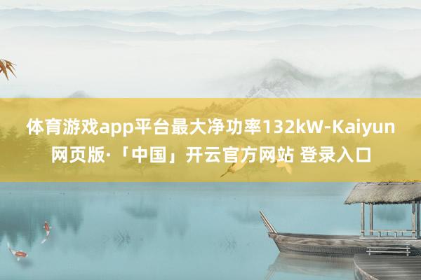 体育游戏app平台最大净功率132kW-Kaiyun网页版·「中国」开云官方网站 登录入口