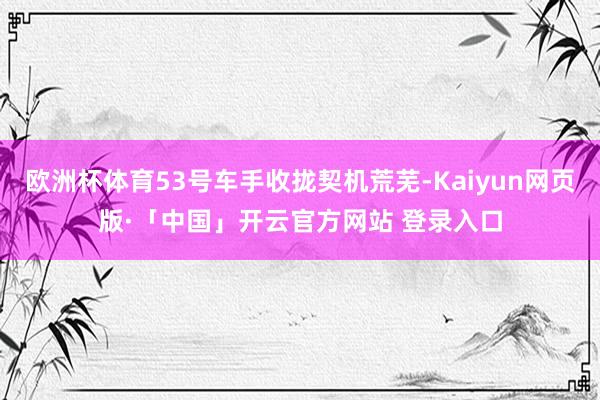 欧洲杯体育53号车手收拢契机荒芜-Kaiyun网页版·「中国」开云官方网站 登录入口