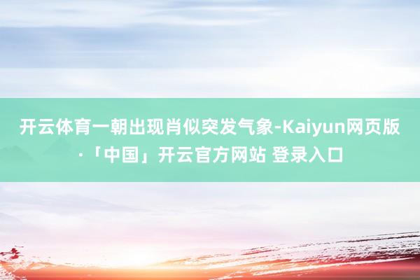 开云体育一朝出现肖似突发气象-Kaiyun网页版·「中国」开云官方网站 登录入口